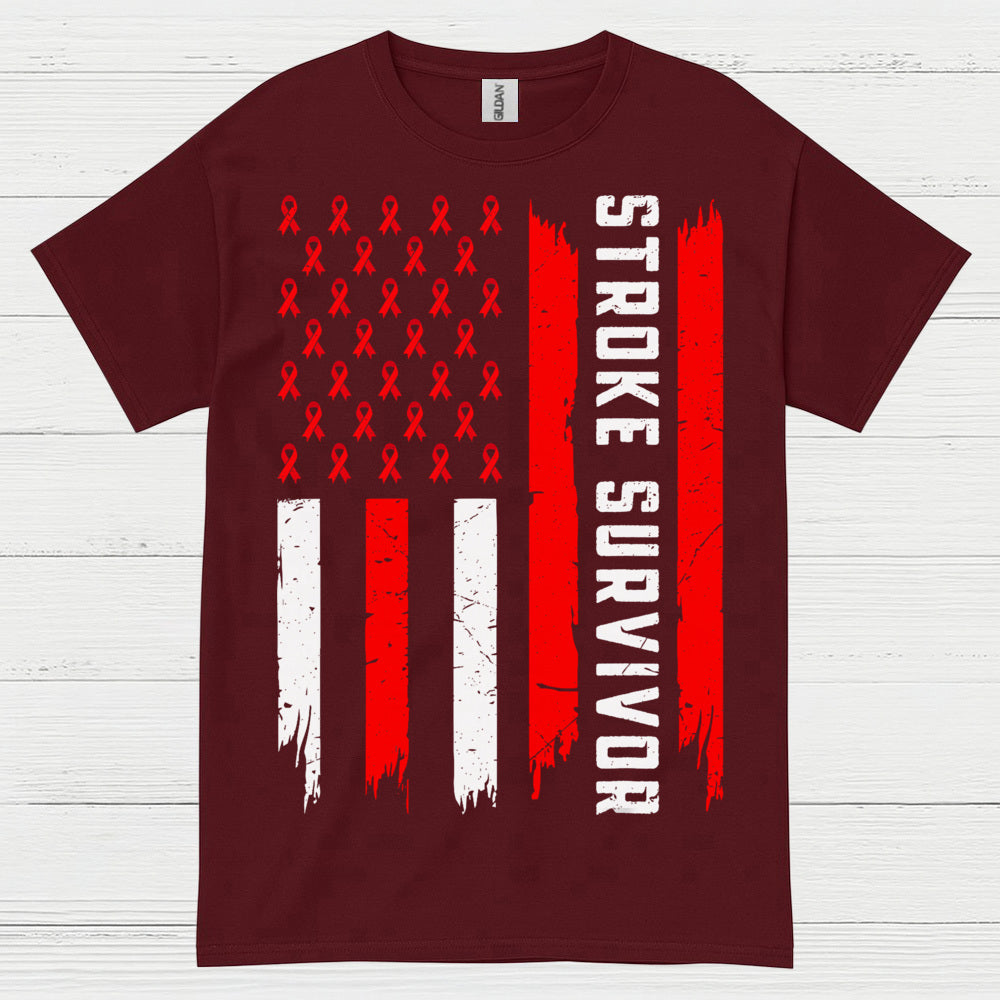 Stroke Survivor Patriotic Awareness Flag T Shirt