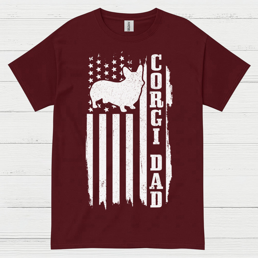 Corgi Dad American Flag T Shirt
