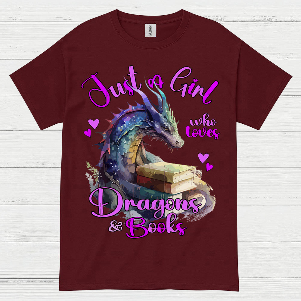 Dragon And Books Lover Girl T Shirt