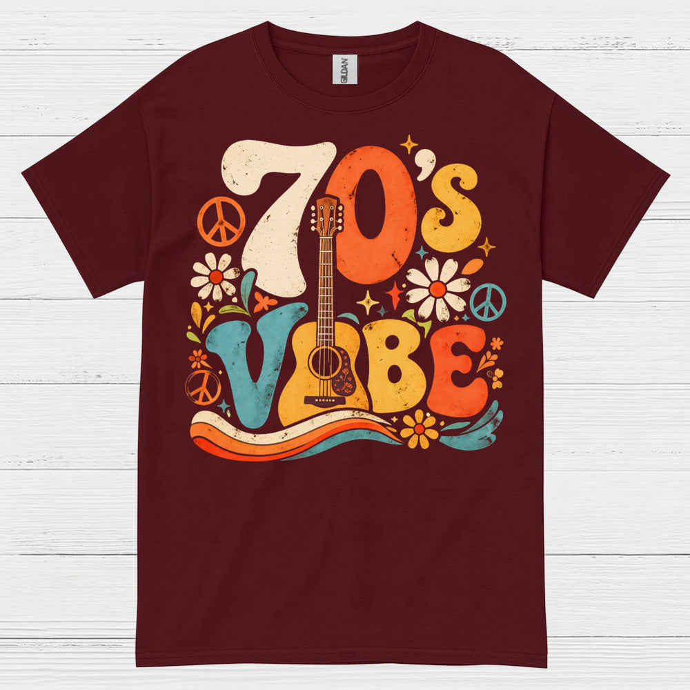70s Vibe Retro Acoustic Guitar T Shirt