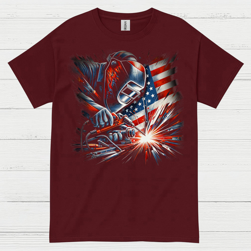 Patriotic Welder American Flag T Shirt