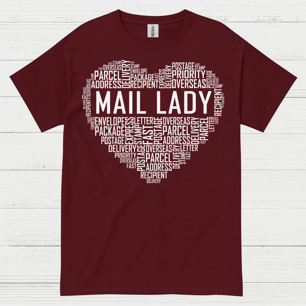 Mail Lady Heart Word Art T Shirt