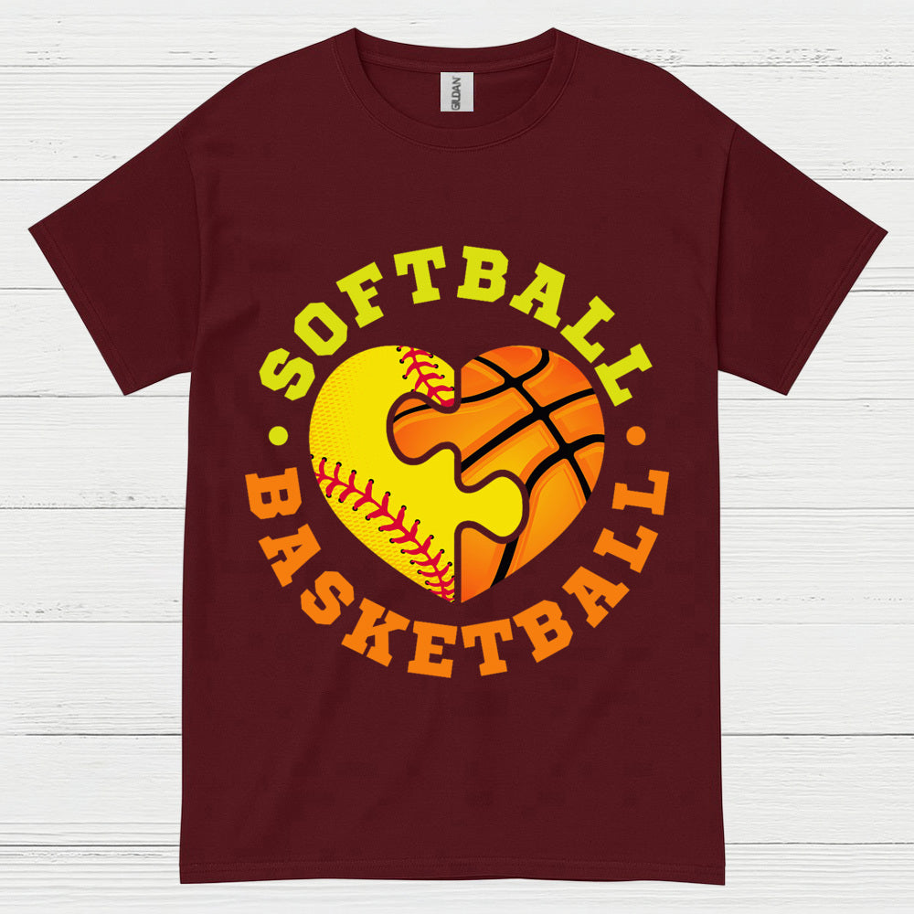 Softball Basketball Heart Puzzle T Shirt