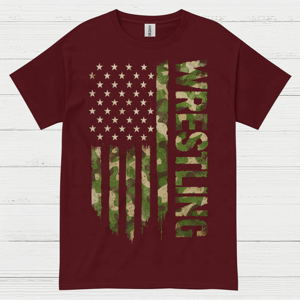 Wrestling American Flag Camo Pride T Shirt