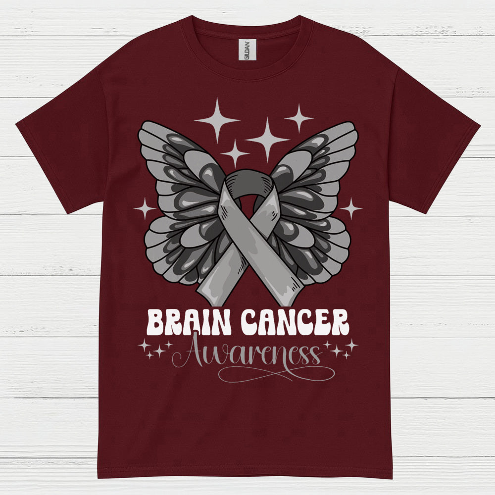 Butterfly Ribbon Brain Cancer Awareness T Shirt