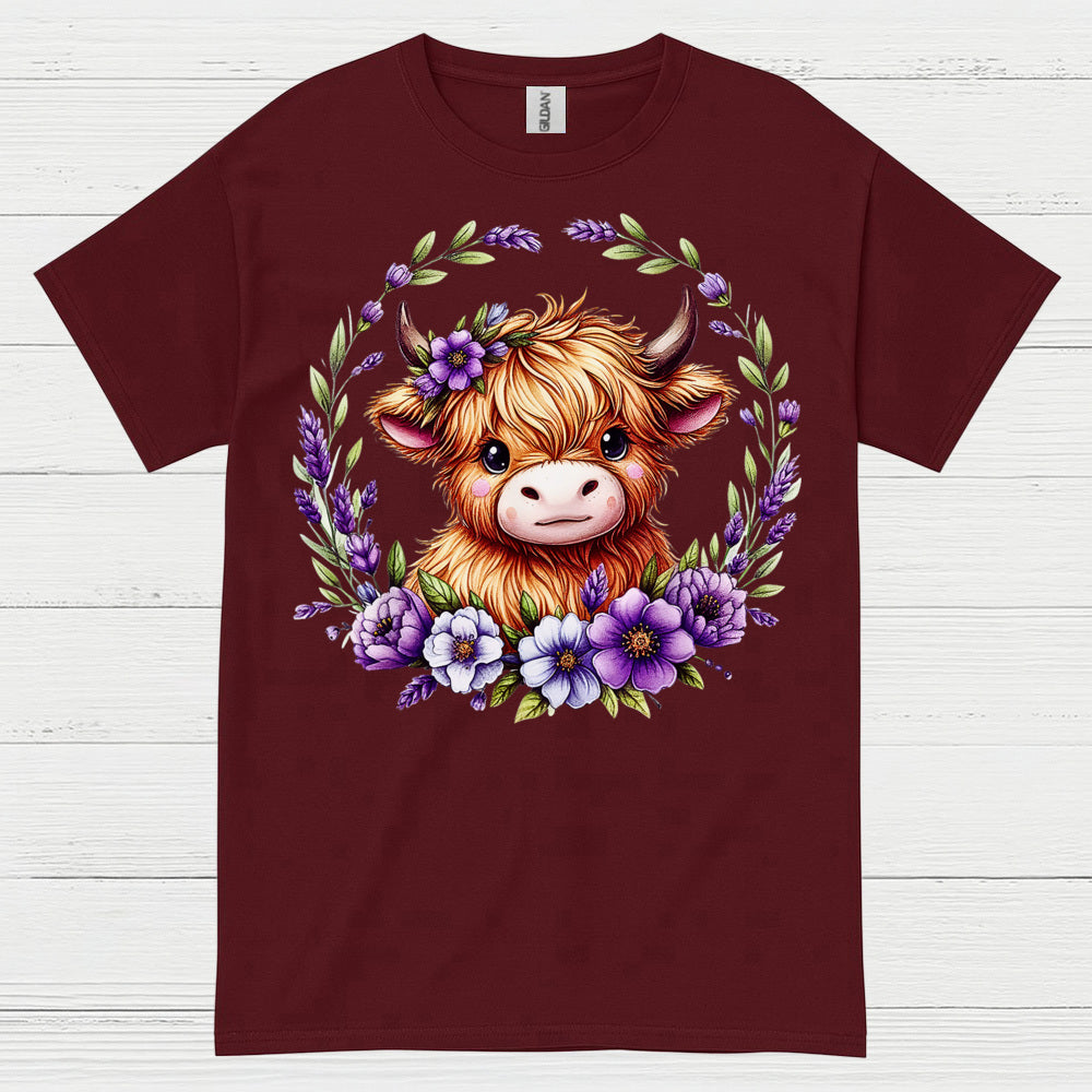 Floral Highland Cow T Shirt