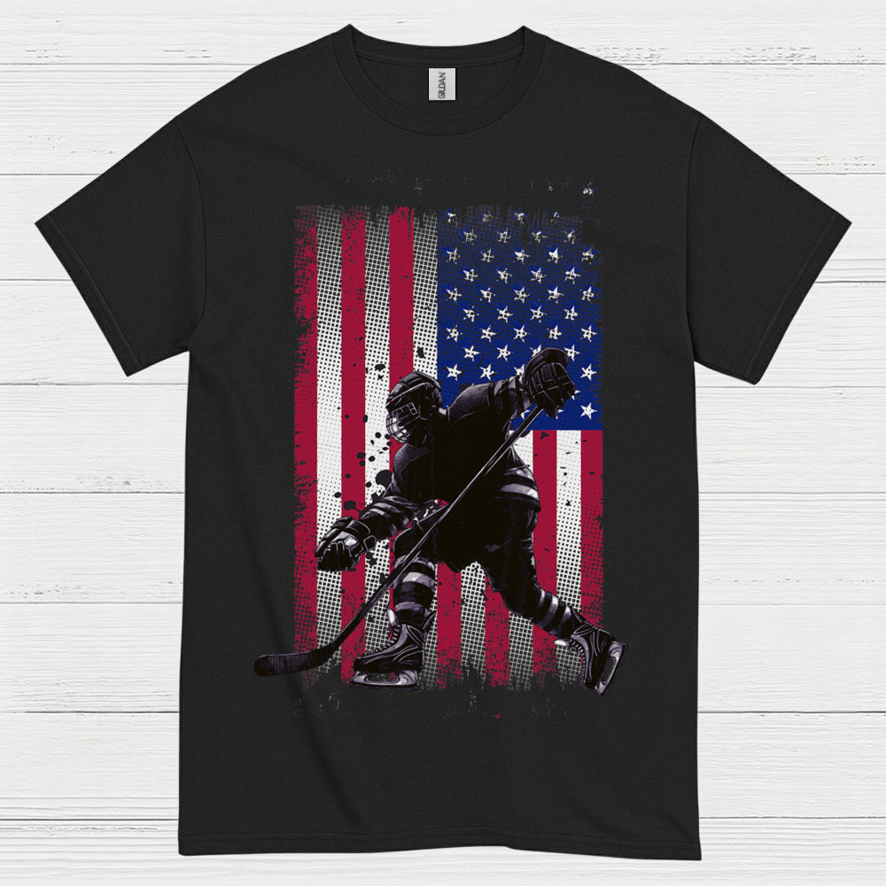 American Flag Hockey Player T-Shirt