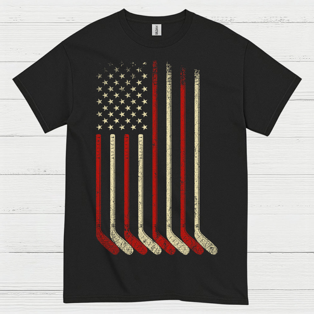 American Flag Hockey Sticks T-Shirt