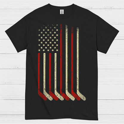 American Flag Hockey Sticks T-Shirt