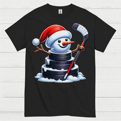 Christmas Snowman Hockey Puck T Shirt