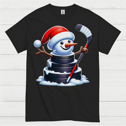 Christmas Snowman Hockey Puck T Shirt