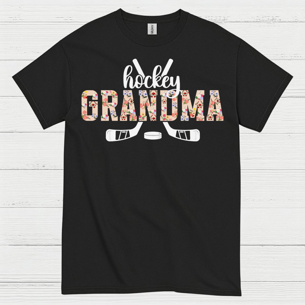 Hockey Grandma Floral Hockey Stick T Shirt