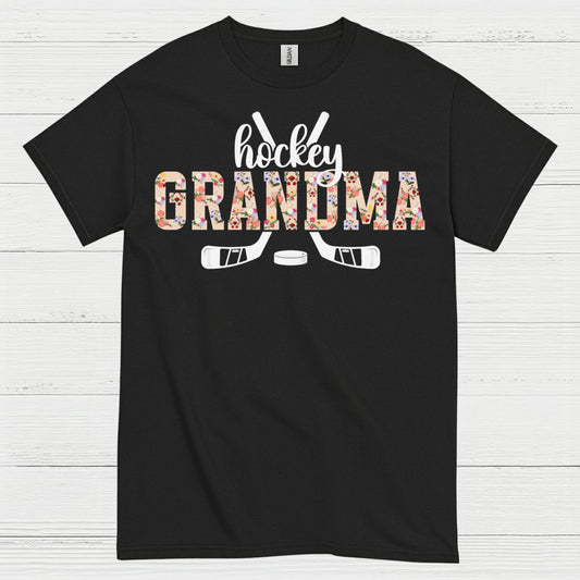 Hockey Grandma Floral Hockey Stick T Shirt