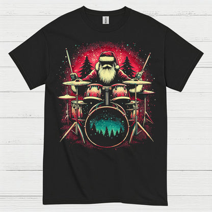 Santa Drummer Christmas T Shirt