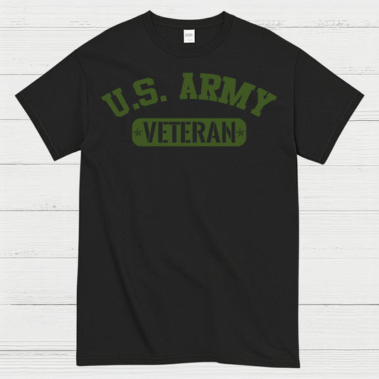 U.S. Army Veteran Military Green Text T-Shirt