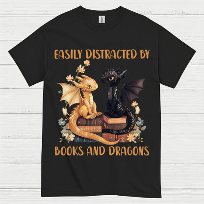 Easily Distracted By Books And Dragons T Shirt