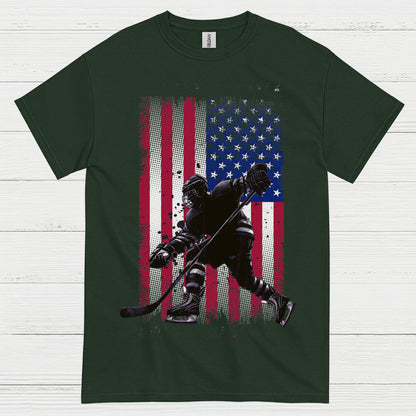 American Flag Hockey Player T-Shirt