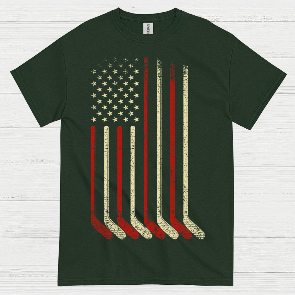 American Flag Hockey Sticks T-Shirt