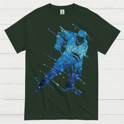 Blue Hockey Player Splash Art T-Shirt