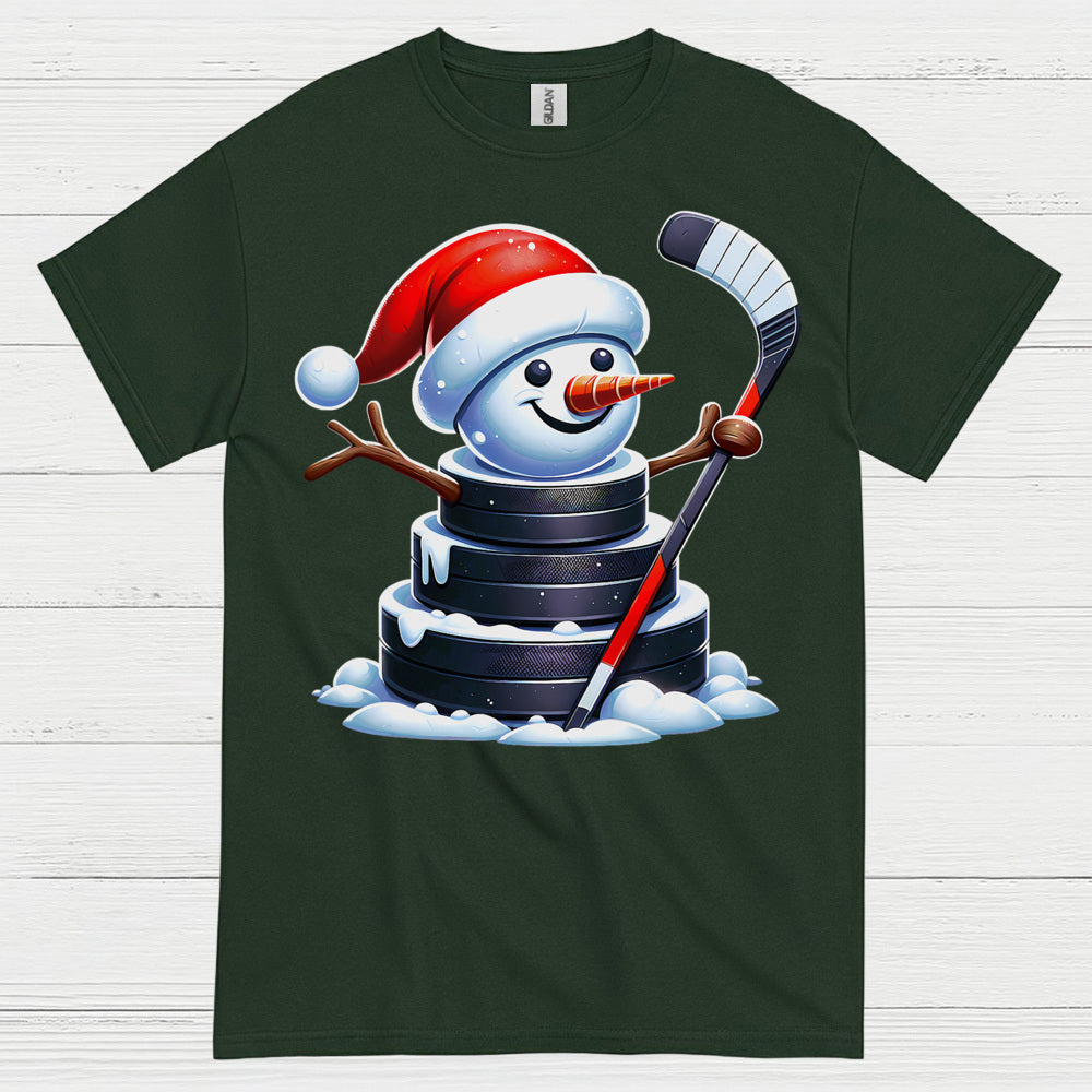 Christmas Snowman Hockey Puck T Shirt