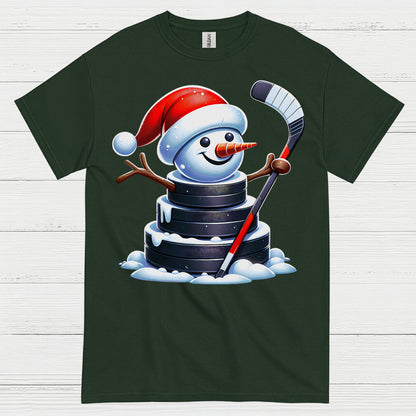 Christmas Snowman Hockey Puck T Shirt