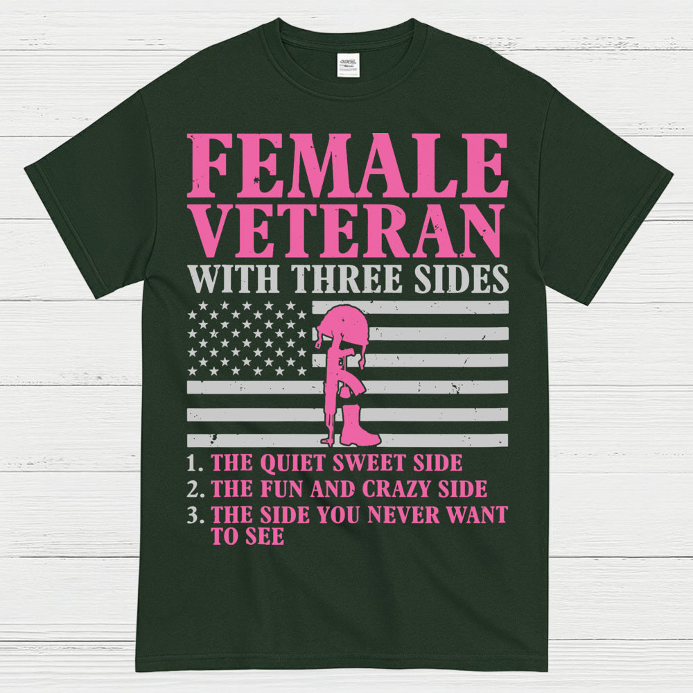 Female Veteran With Three Sides T-Shirt