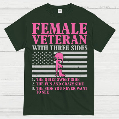 Female Veteran With Three Sides T-Shirt