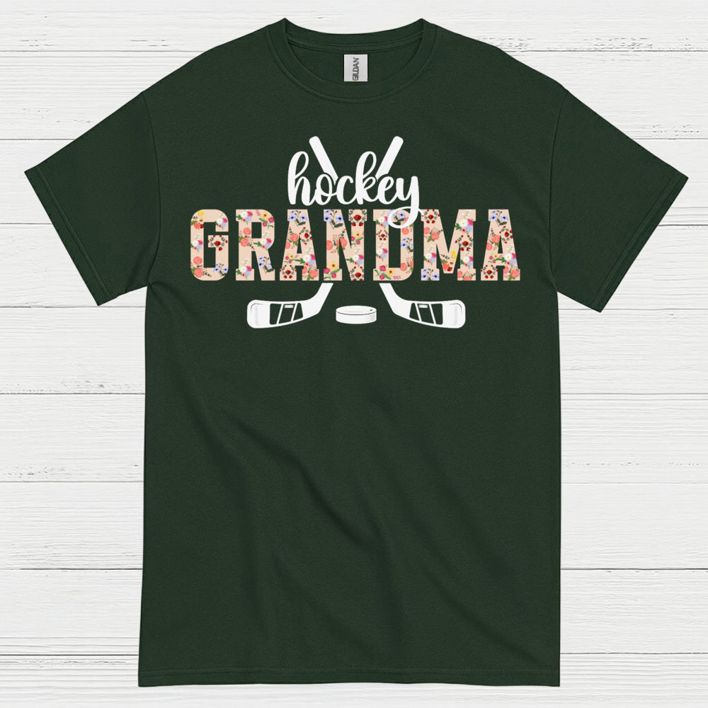 Hockey Grandma Floral Hockey Stick T Shirt