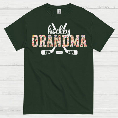 Hockey Grandma Floral Hockey Stick T Shirt