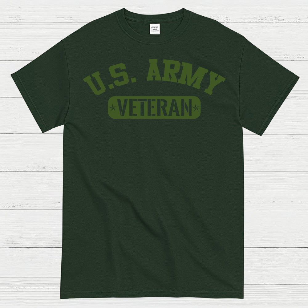 U.S. Army Veteran Military Green Text T-Shirt