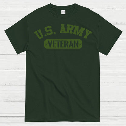 U.S. Army Veteran Military Green Text T-Shirt