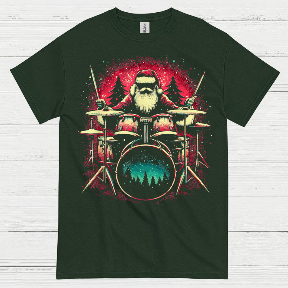 Santa Drummer Christmas T Shirt