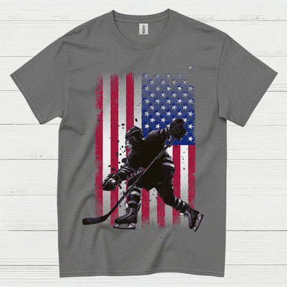 American Flag Hockey Player T-Shirt
