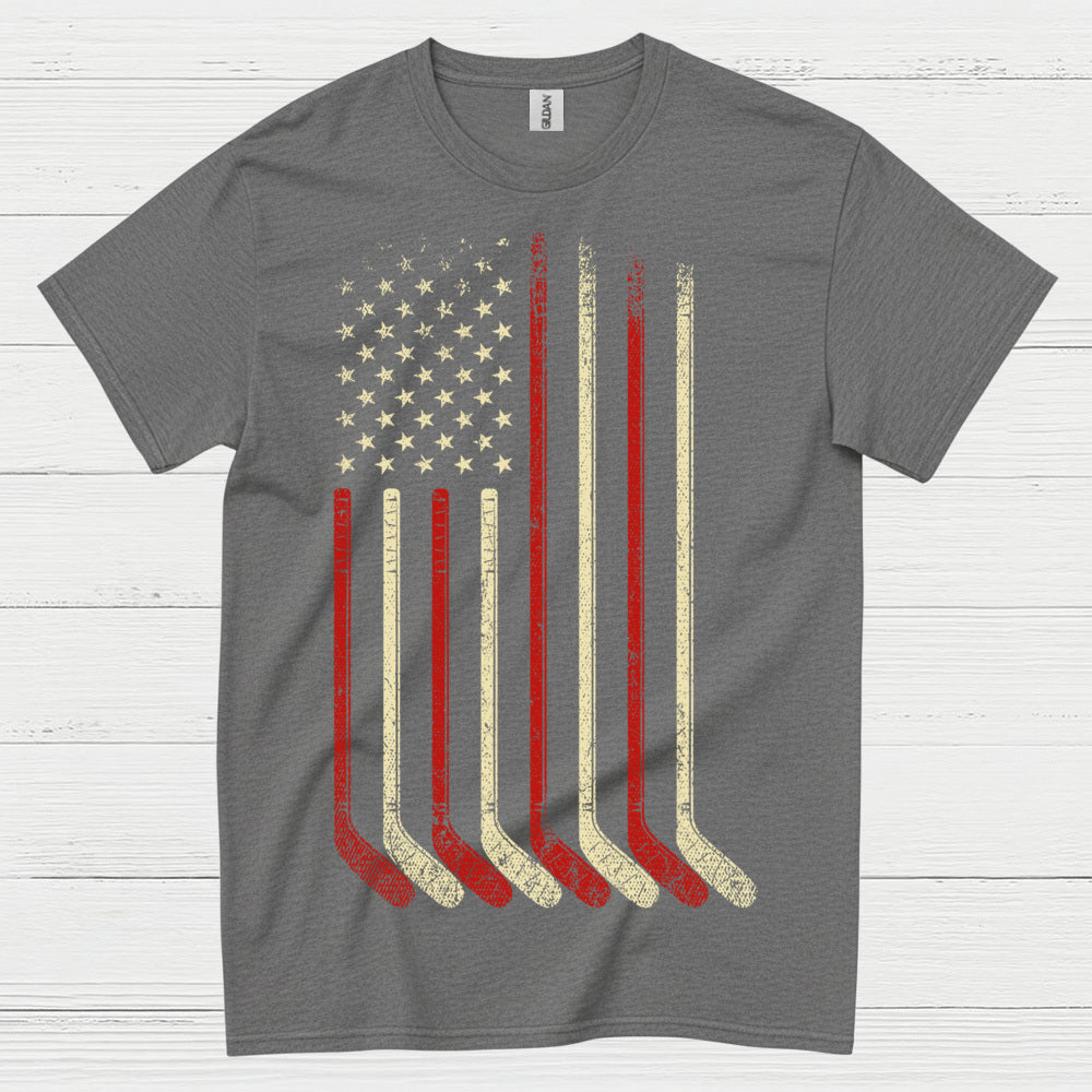 American Flag Hockey Sticks T-Shirt
