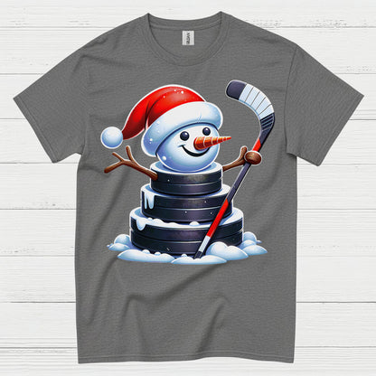 Christmas Snowman Hockey Puck T Shirt