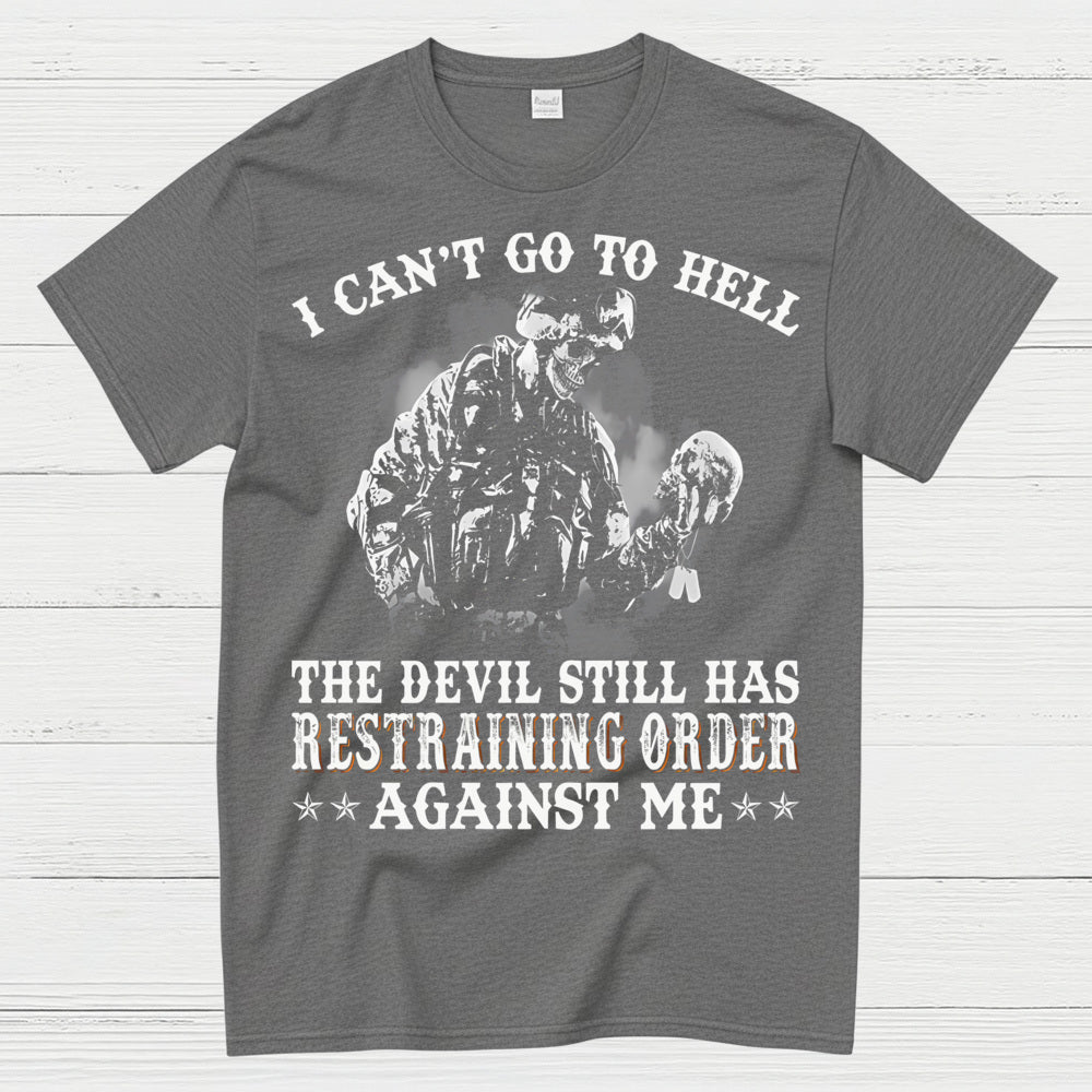 Devil Restraining Order Veteran Funny T-Shirt