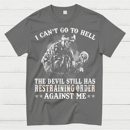 Devil Restraining Order Veteran Funny T-Shirt