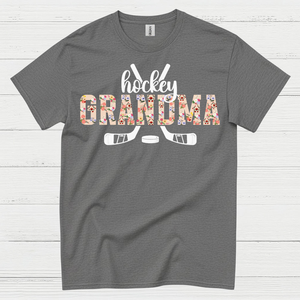 Hockey Grandma Floral Hockey Stick T Shirt