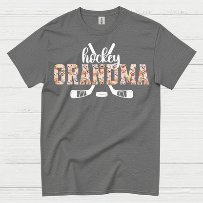 Hockey Grandma Floral Hockey Stick T Shirt