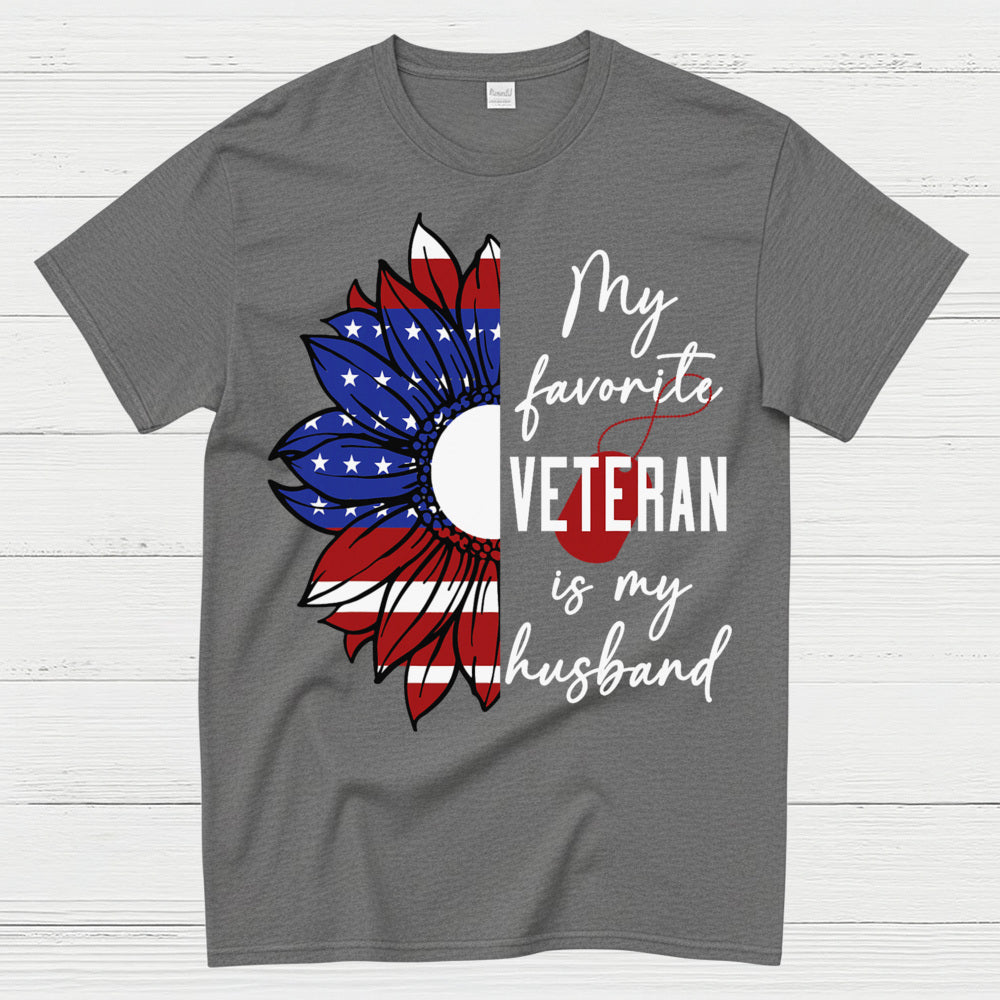 My Favorite Veteran Is My Husband Patriotic T-Shirt