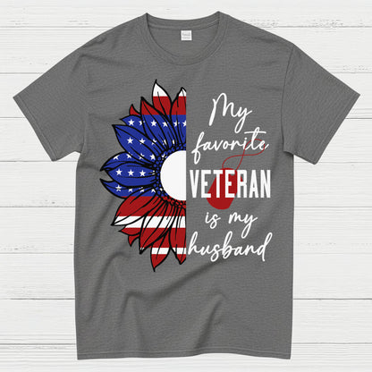 My Favorite Veteran Is My Husband Patriotic T-Shirt