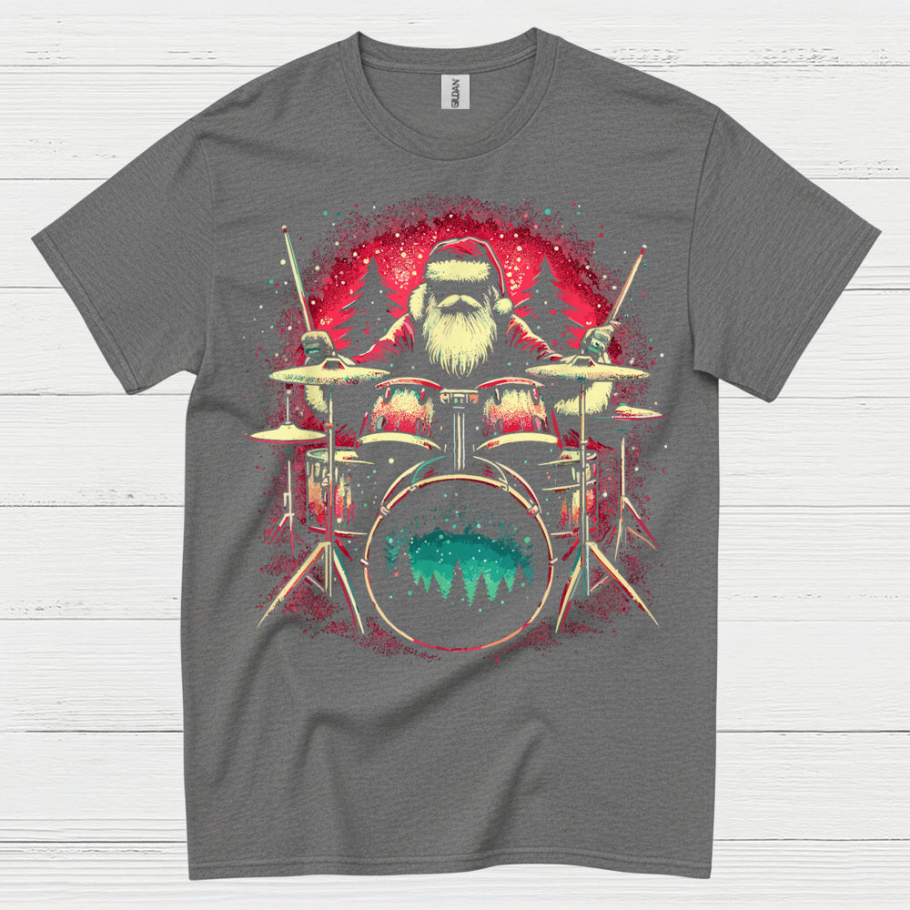 Santa Drummer Christmas T Shirt