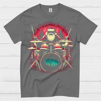 Santa Drummer Christmas T Shirt