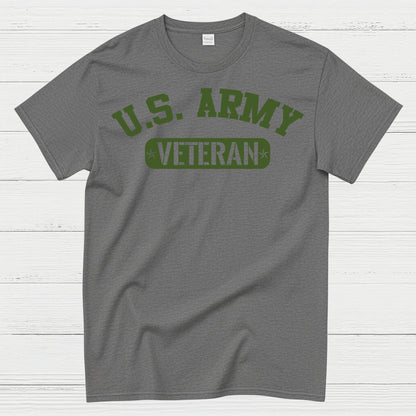 U.S. Army Veteran Military Green Text T-Shirt