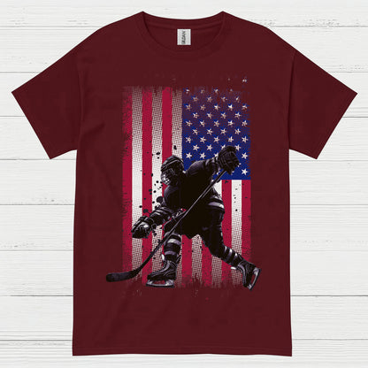 American Flag Hockey Player T-Shirt