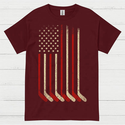 American Flag Hockey Sticks T-Shirt