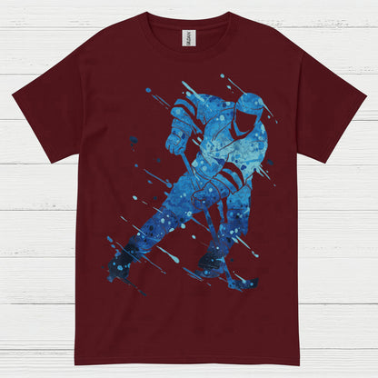 Blue Hockey Player Splash Art T-Shirt