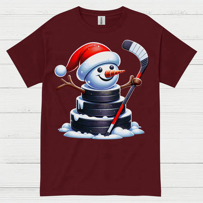 Christmas Snowman Hockey Puck T Shirt