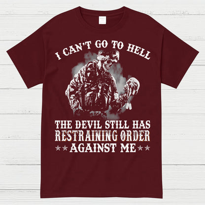 Devil Restraining Order Veteran Funny T-Shirt