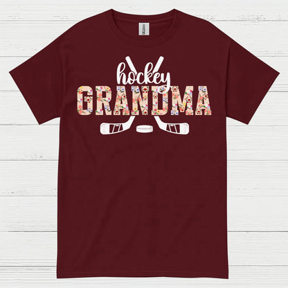 Hockey Grandma Floral Hockey Stick T Shirt